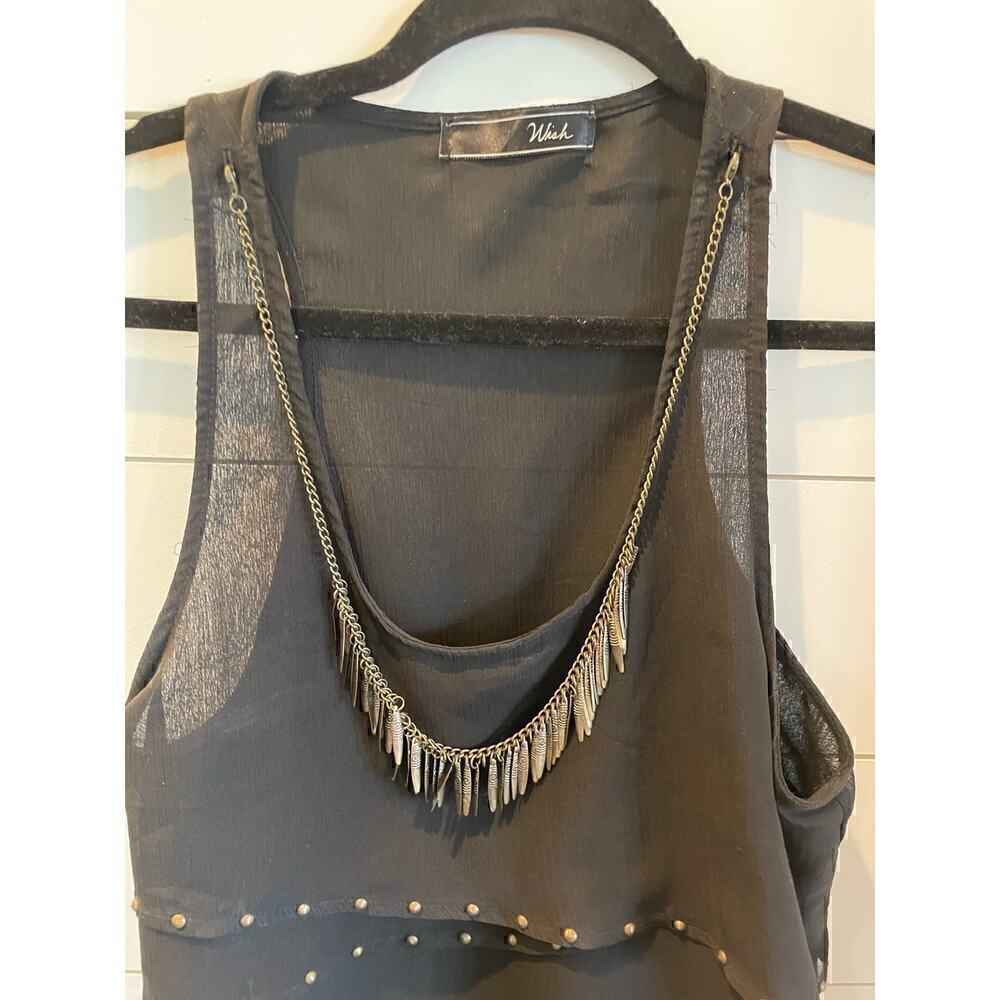 Wish Boutique Ornate Tiered Tank with Necklace,Small - Picture 2 of 8